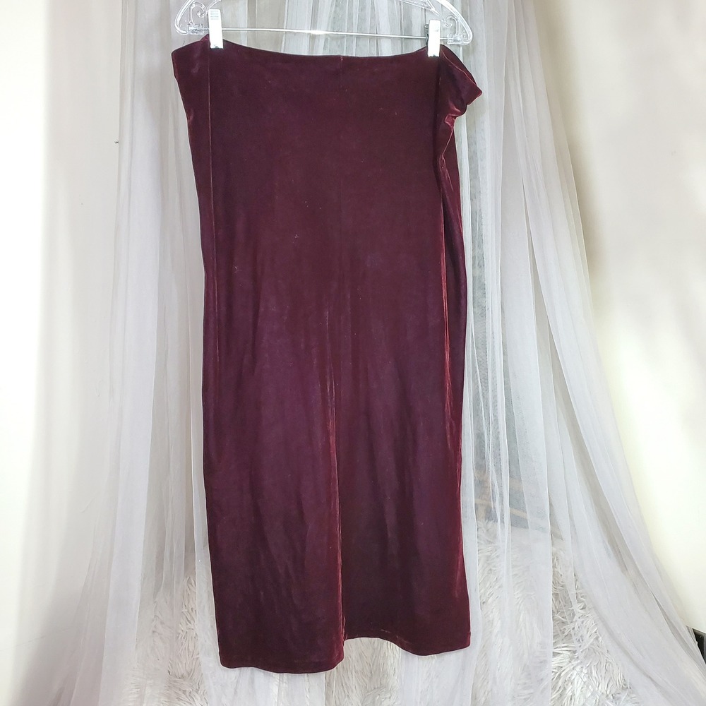 Ralph Lauren Vintage Burgundy Velvet Maxi Skirt Dark Romantic Wine Red XL USA - Picture 3 of 5